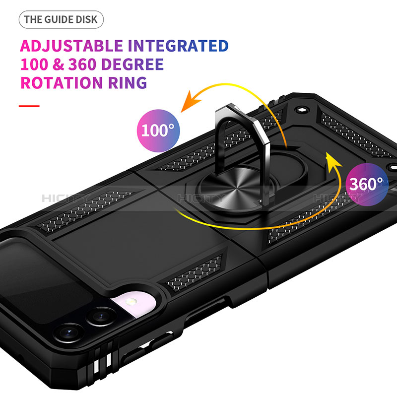 Samsung Galaxy Z Flip3 5G用ハイブリットバンパーケース プラスチック アンド指輪 マグネット式 MQ3 サムスン 