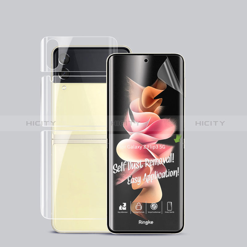 Samsung Galaxy Z Flip3 5G用高光沢 液晶保護フィルム 背面保護フィルム同梱 F06 サムスン クリア