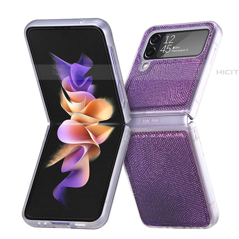 Samsung Galaxy Z Flip4 5G用ハードケース プラスチック 質感もマット カバー L04 サムスン パープル
