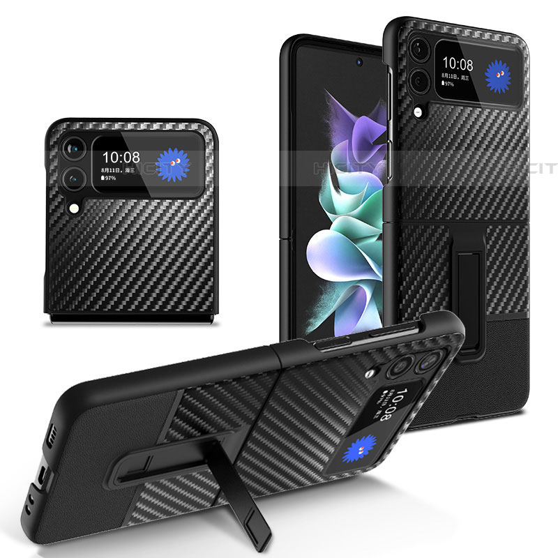 Samsung Galaxy Z Flip4 5G用ハードケース プラスチック 質感もマット ツイル カバー サムスン ブラック
