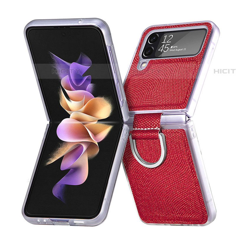 Samsung Galaxy Z Flip4 5G用ハードケース プラスチック 質感もマット カバー H05 サムスン レッド