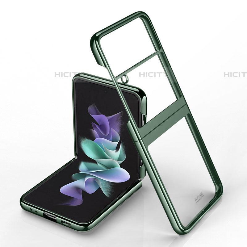 Samsung Galaxy Z Flip4 5G用ハードカバー クリスタル クリア透明 H02 サムスン グリーン