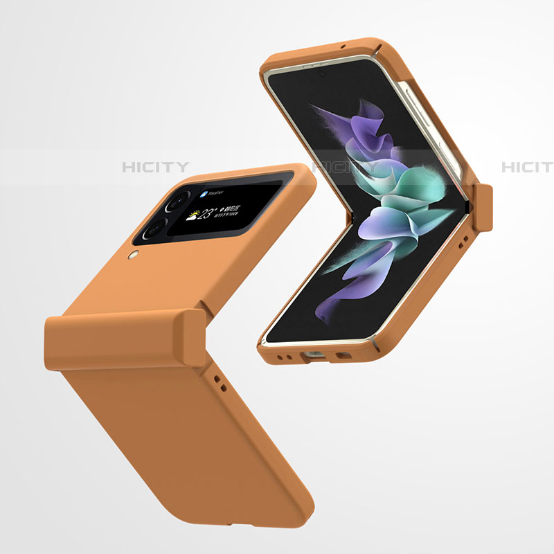 Samsung Galaxy Z Flip4 5G用ハードケース プラスチック 質感もマット カバー T02 サムスン オレンジ