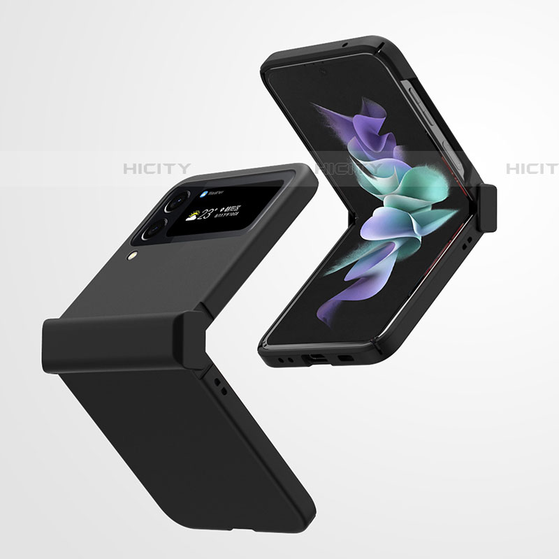Samsung Galaxy Z Flip4 5G用ハードケース プラスチック 質感もマット カバー T02 サムスン ブラック