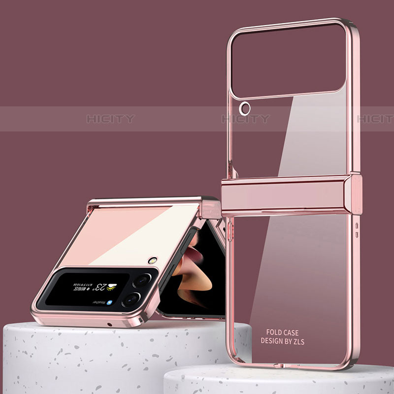 Samsung Galaxy Z Flip4 5G用ハードケース プラスチック 質感もマット カバー ZL1 サムスン ローズゴールド