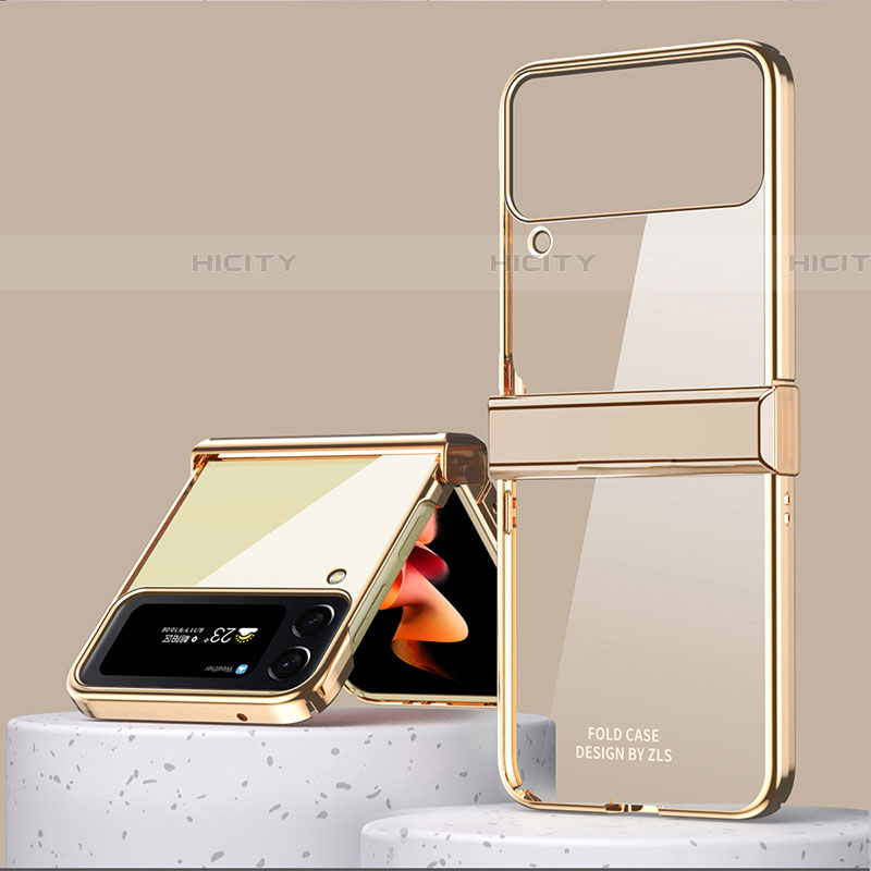 Samsung Galaxy Z Flip4 5G用ハードケース プラスチック 質感もマット カバー ZL1 サムスン ゴールド