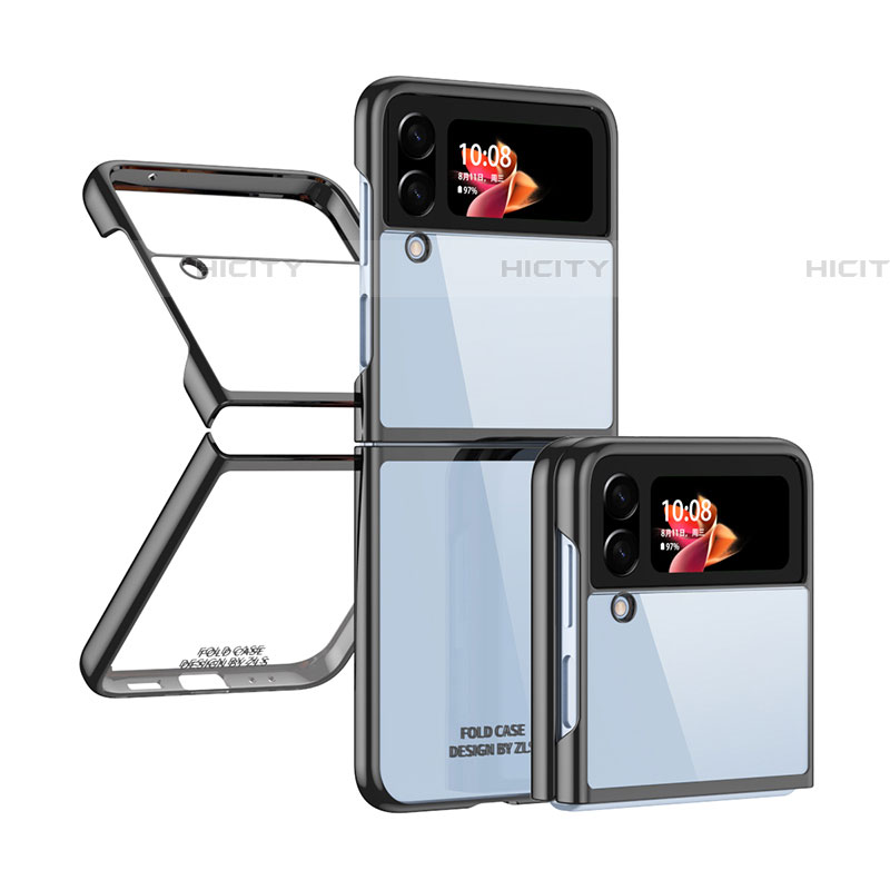 Samsung Galaxy Z Flip4 5G用ハードカバー クリスタル クリア透明 H03 サムスン ブラック