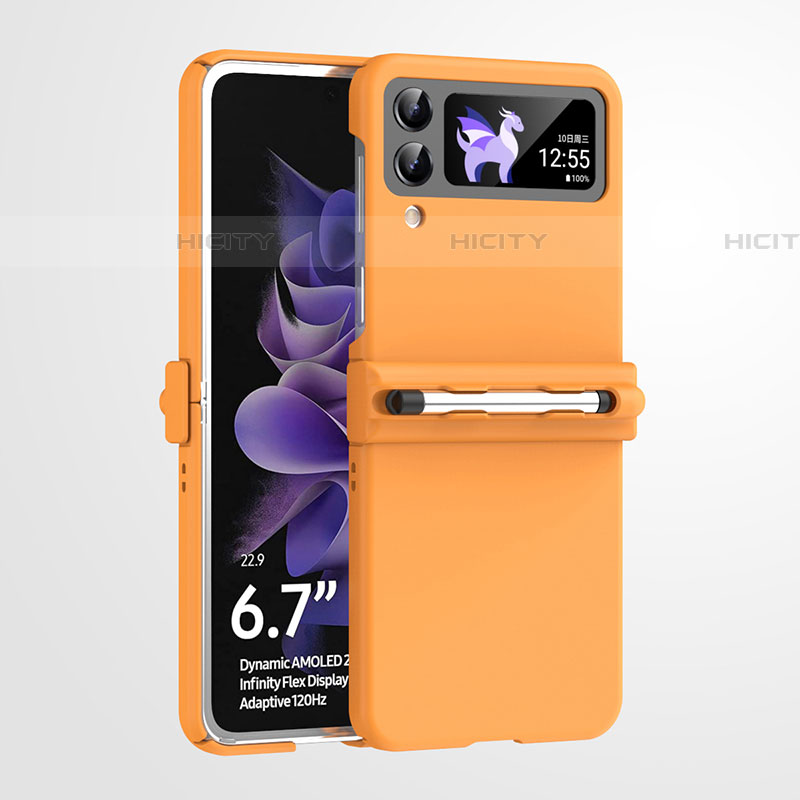 Samsung Galaxy Z Flip4 5G用ハードケース プラスチック 質感もマット カバー R06 サムスン オレンジ