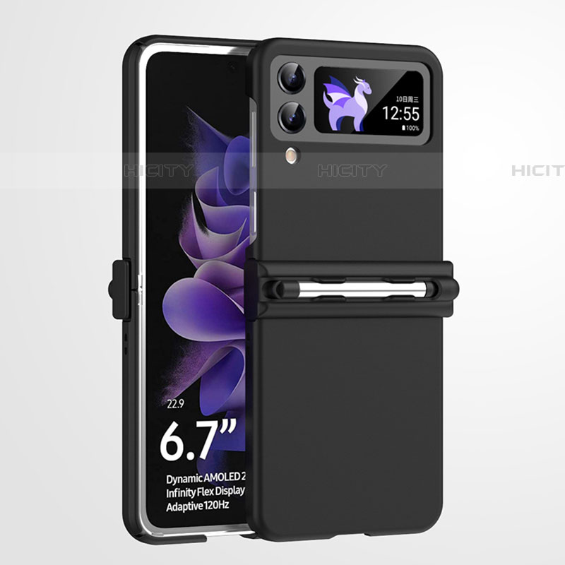 Samsung Galaxy Z Flip4 5G用ハードケース プラスチック 質感もマット カバー R06 サムスン ブラック