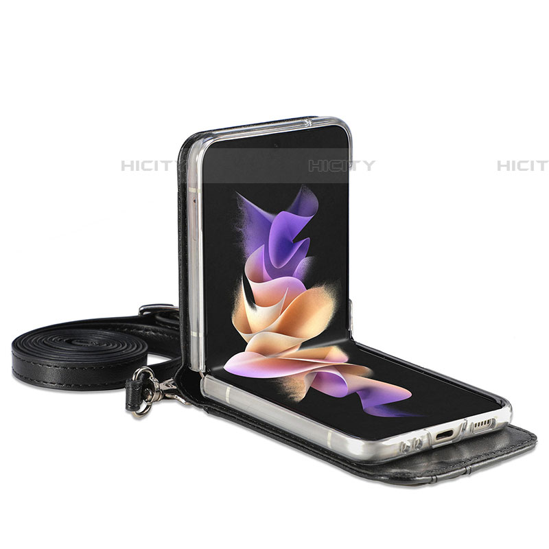 Samsung Galaxy Z Flip4 5G用ハイブリットバンパーケース 高級感 手触り良いレザー柄 兼プラスチック C01 サムスン 