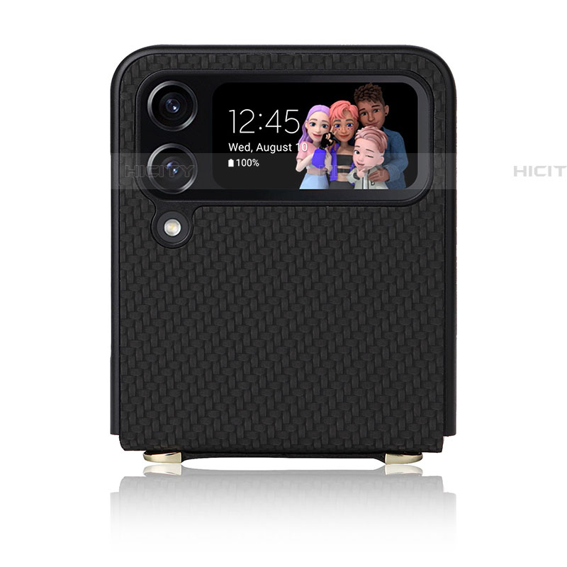 Samsung Galaxy Z Flip4 5G用ハイブリットバンパーケース 高級感 手触り良いレザー柄 兼プラスチック T07 サムスン 