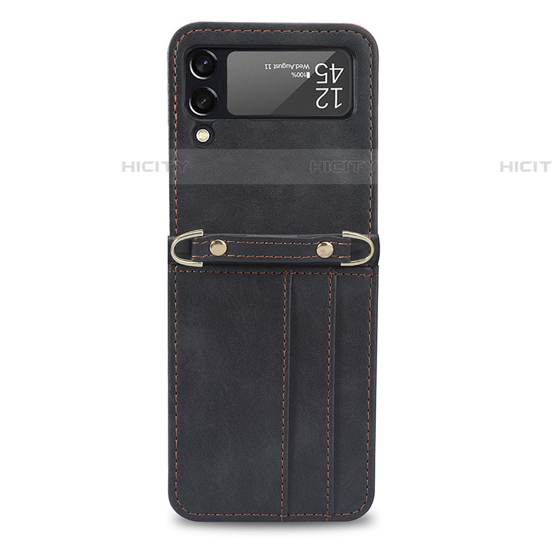 Samsung Galaxy Z Flip4 5G用ハイブリットバンパーケース 高級感 手触り良いレザー柄 兼プラスチック T08 サムスン 