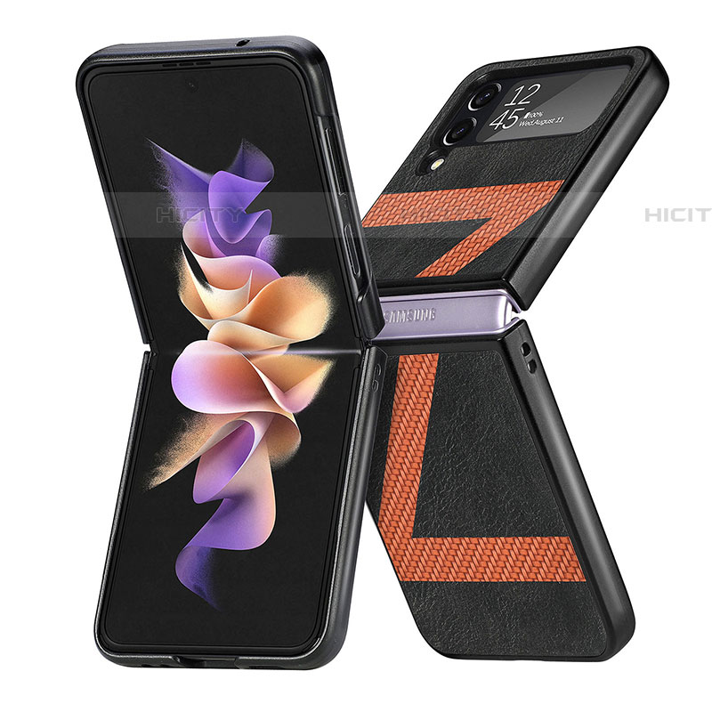 Samsung Galaxy Z Flip4 5G用ハイブリットバンパーケース 高級感 手触り良いレザー柄 兼プラスチック S05 サムスン 