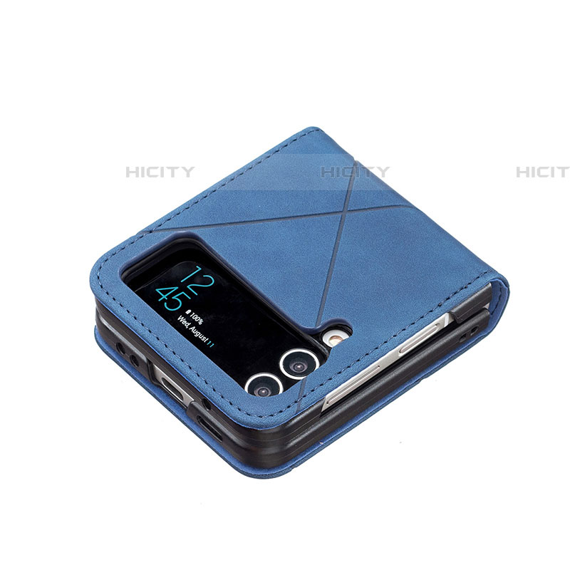 Samsung Galaxy Z Flip4 5G用ハイブリットバンパーケース 高級感 手触り良いレザー柄 兼プラスチック サムスン 