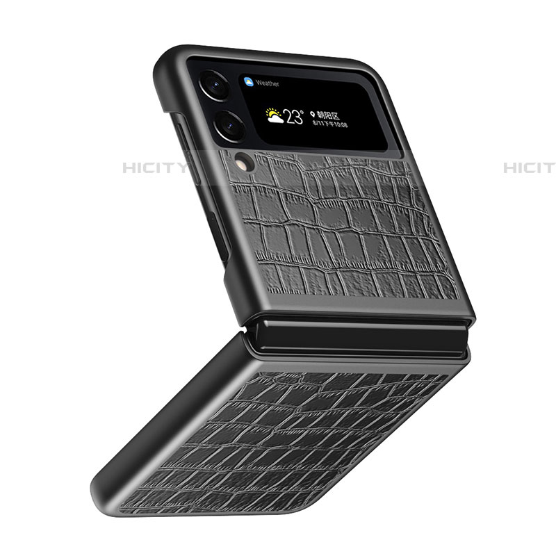 Samsung Galaxy Z Flip4 5G用ハイブリットバンパーケース 高級感 手触り良いレザー柄 兼プラスチック S07 サムスン 