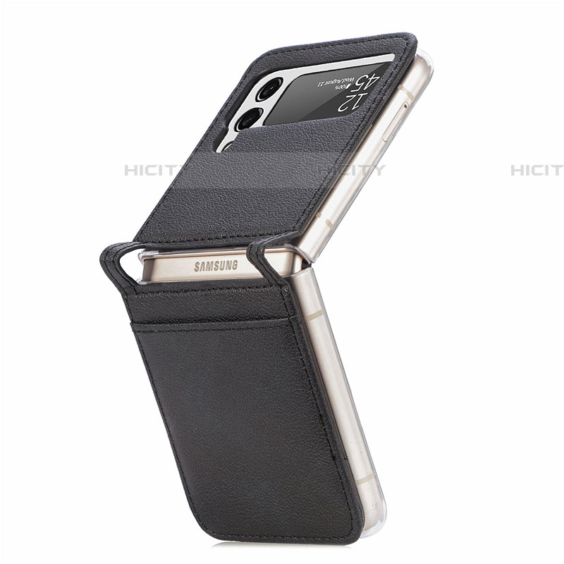 Samsung Galaxy Z Flip4 5G用ハイブリットバンパーケース 高級感 手触り良いレザー柄 兼プラスチック L05 サムスン 