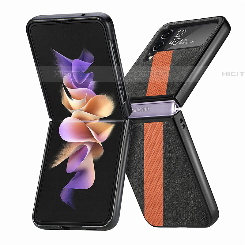 Samsung Galaxy Z Flip4 5G用ハイブリットバンパーケース 高級感 手触り良いレザー柄 兼プラスチック L07 サムスン 