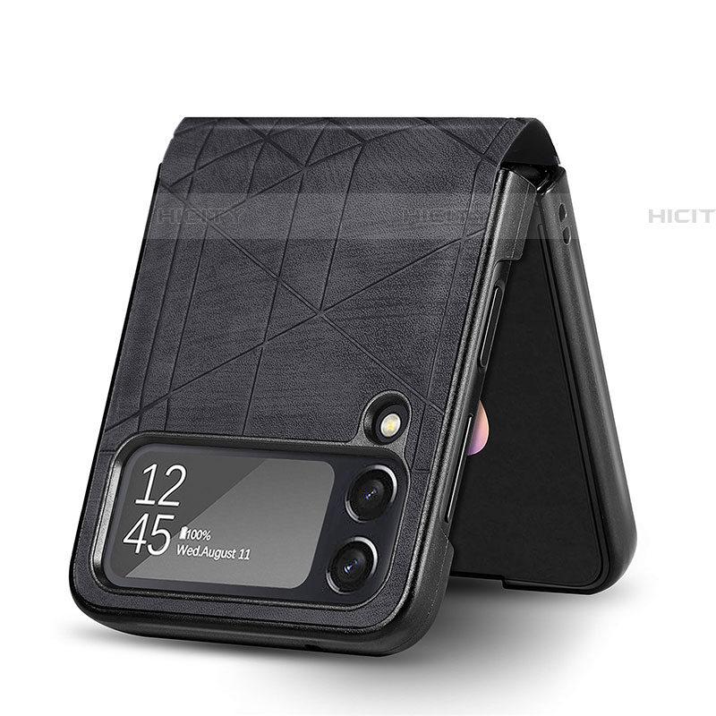 Samsung Galaxy Z Flip4 5G用ハイブリットバンパーケース 高級感 手触り良いレザー柄 兼プラスチック H01 サムスン 