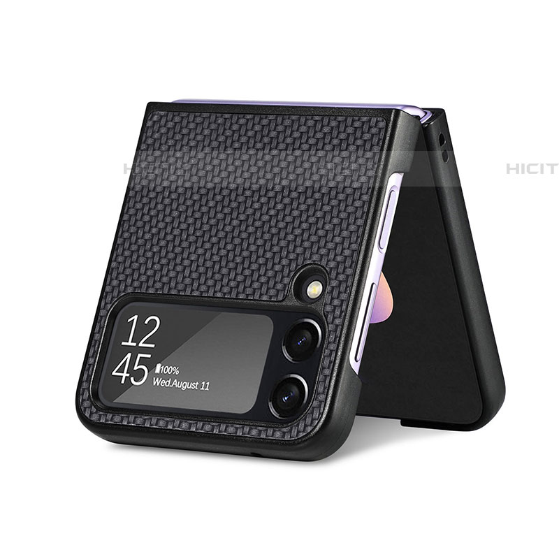 Samsung Galaxy Z Flip4 5G用ハイブリットバンパーケース 高級感 手触り良いレザー柄 兼プラスチック H02 サムスン 