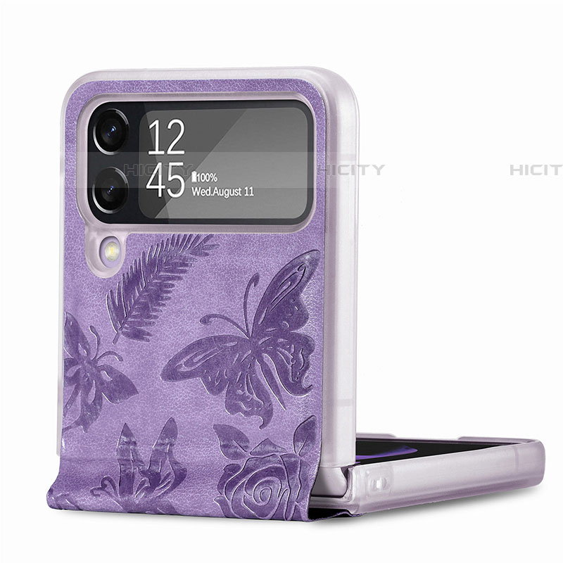 Samsung Galaxy Z Flip4 5G用ハイブリットバンパーケース 高級感 手触り良いレザー柄 兼プラスチック H07 サムスン 