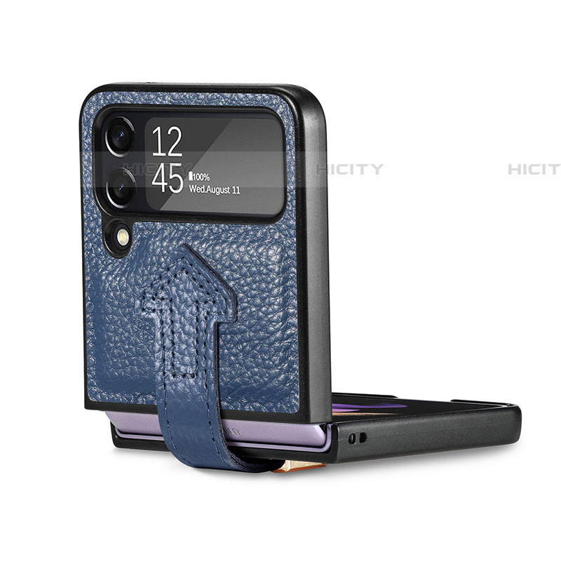 Samsung Galaxy Z Flip4 5G用ハイブリットバンパーケース 高級感 手触り良いレザー柄 兼プラスチック B04 サムスン 