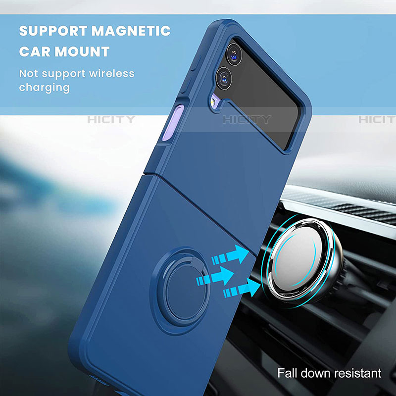 Samsung Galaxy Z Flip4 5G用極薄ソフトケース シリコンケース 耐衝撃 全面保護 アンド指輪 マグネット式 バンパー QW1 サムスン 