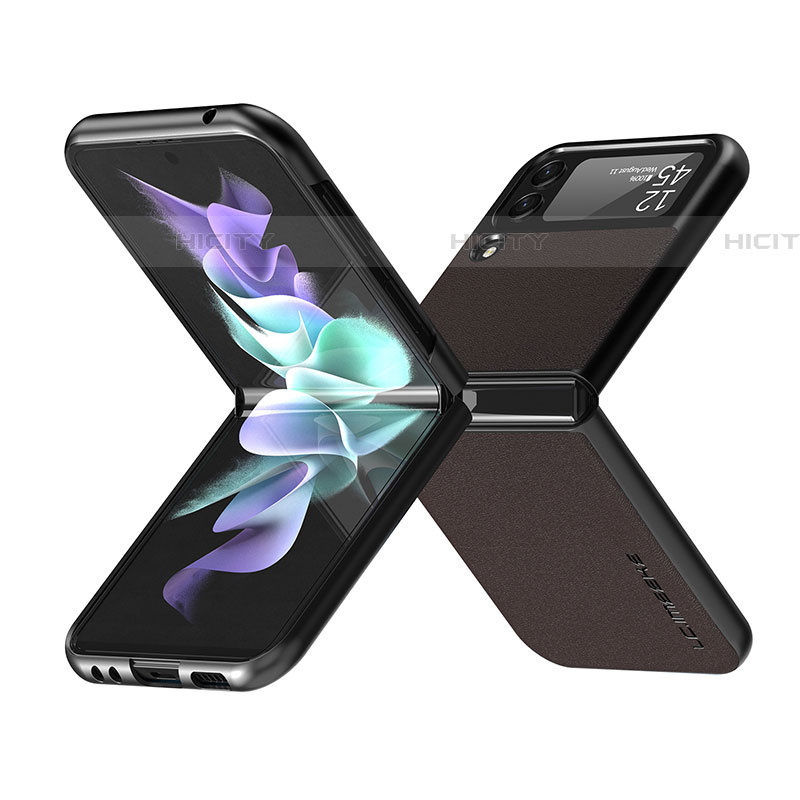 Samsung Galaxy Z Flip4 5G用ハイブリットバンパーケース 高級感 手触り良いレザー柄 兼プラスチック LC1 サムスン 