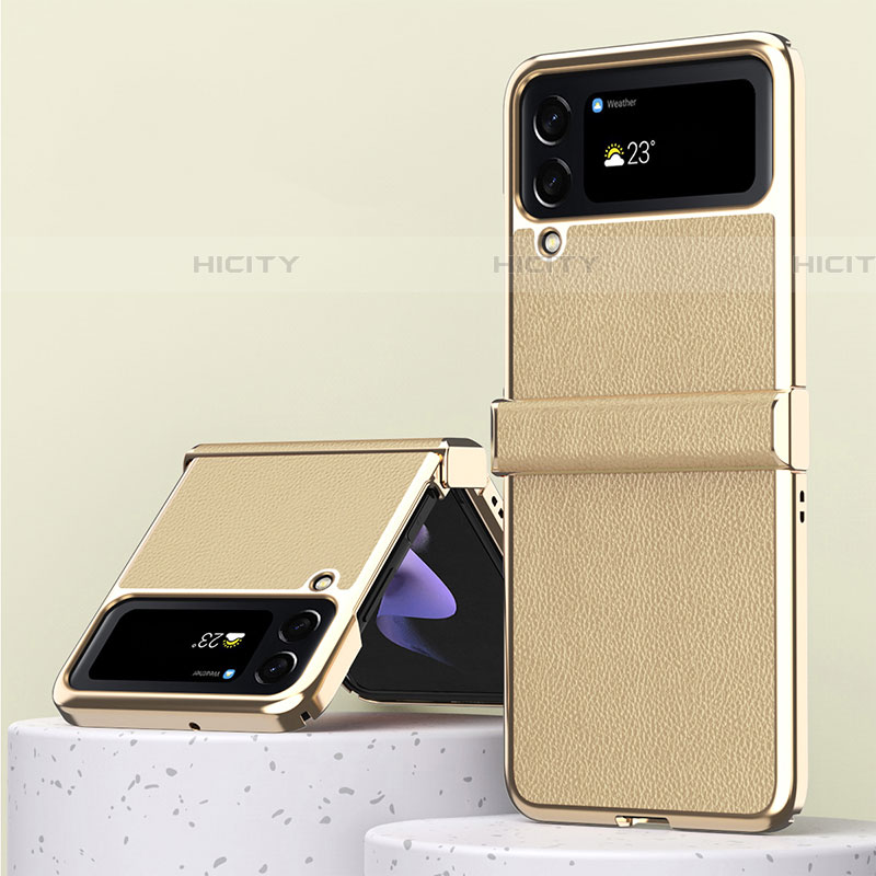 Samsung Galaxy Z Flip4 5G用ハイブリットバンパーケース 高級感 手触り良いレザー柄 兼プラスチック ZL3 サムスン 
