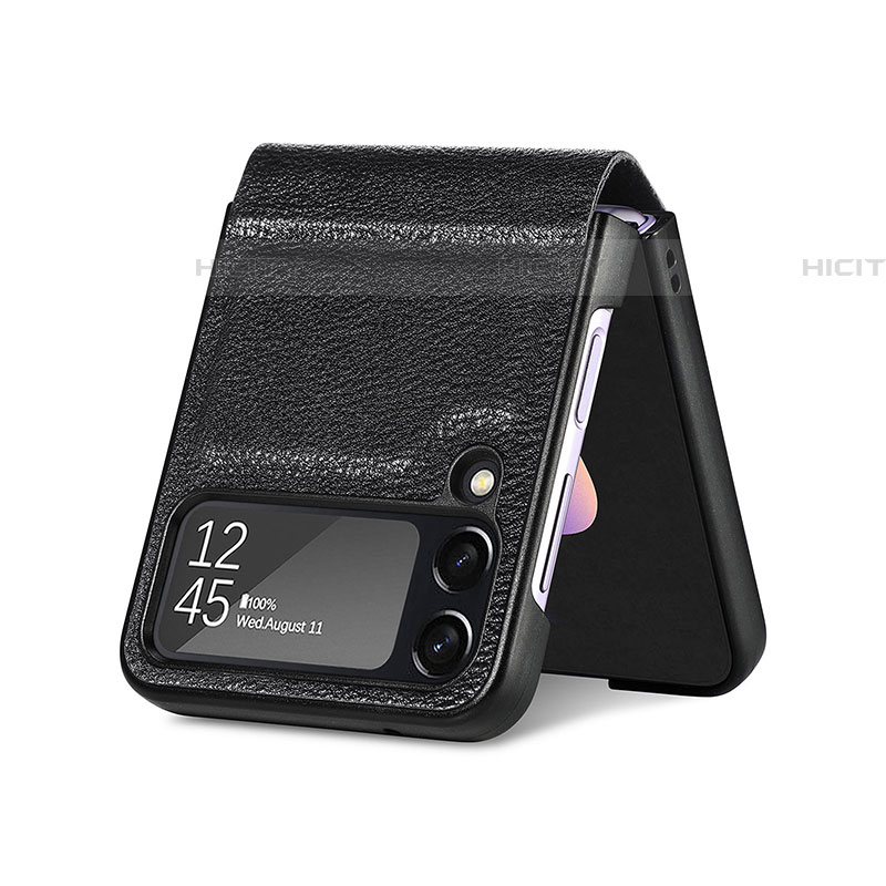 Samsung Galaxy Z Flip4 5G用ハイブリットバンパーケース 高級感 手触り良いレザー柄 兼プラスチック R05 サムスン 
