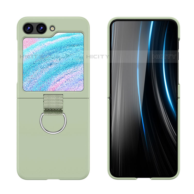 Samsung Galaxy Z Flip5 5G用ハードケース プラスチック 質感もマット 前面と背面 360度 フルカバー Z03L サムスン ライトグリーン