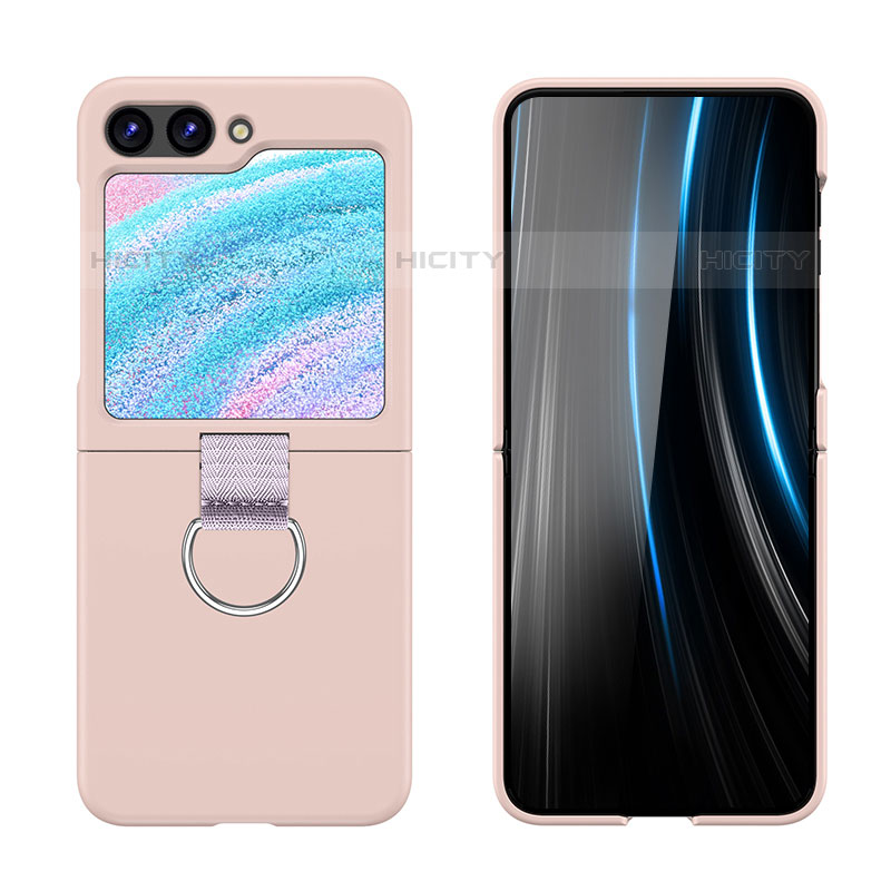 Samsung Galaxy Z Flip5 5G用ハードケース プラスチック 質感もマット 前面と背面 360度 フルカバー Z03L サムスン ピンク