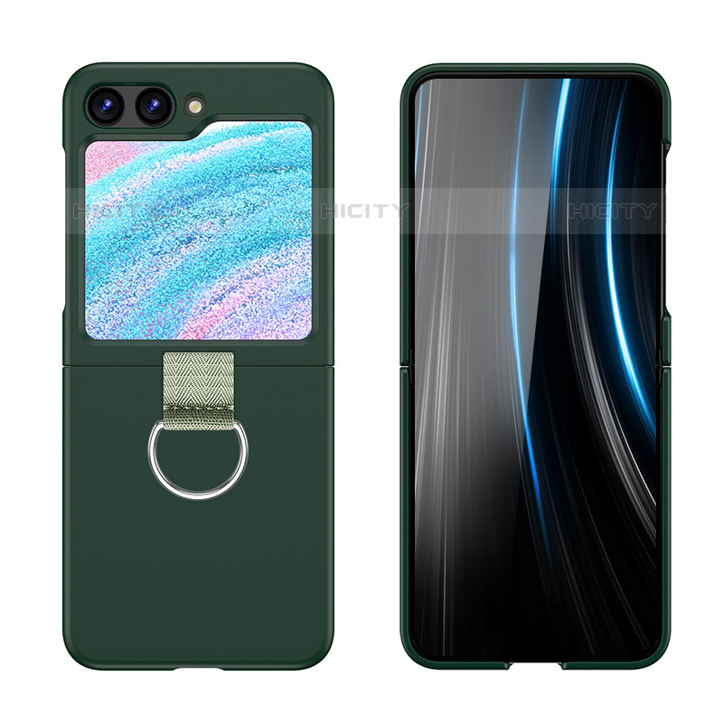 Samsung Galaxy Z Flip5 5G用ハードケース プラスチック 質感もマット 前面と背面 360度 フルカバー Z03L サムスン グリーン