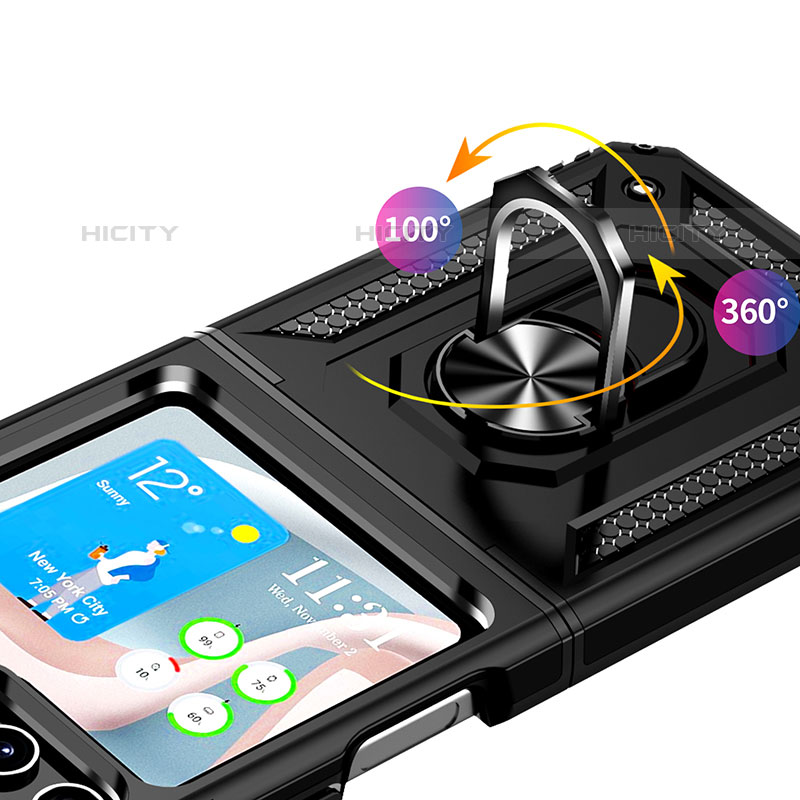 Samsung Galaxy Z Flip5 5G用ハイブリットバンパーケース スタンド プラスチック 兼シリコーン カバー マグネット式 MQ2 サムスン 