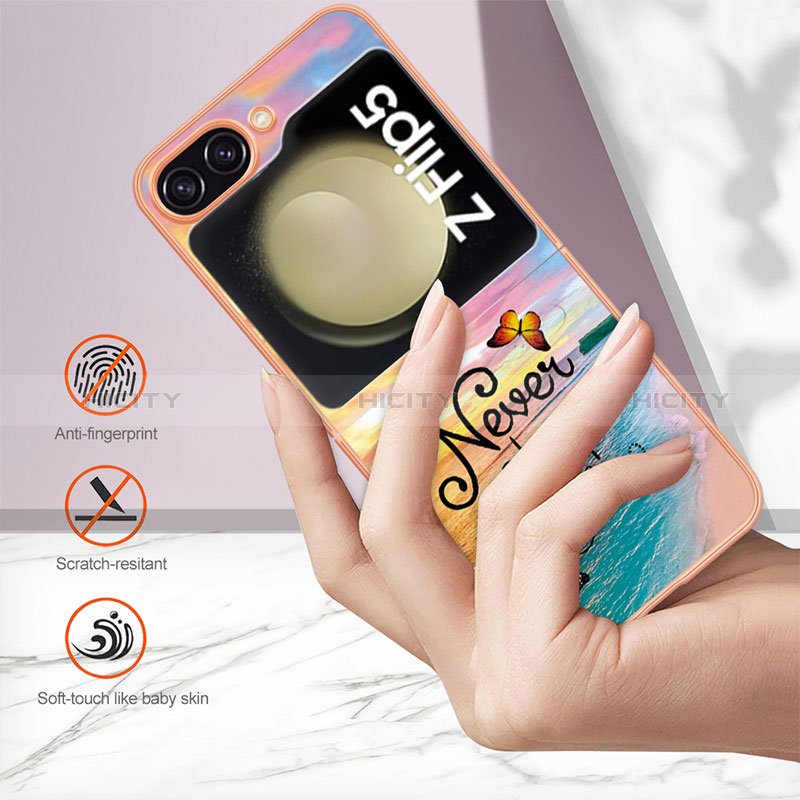 Samsung Galaxy Z Flip5 5G用シリコンケース ソフトタッチラバー バタフライ パターン カバー YB3 サムスン 