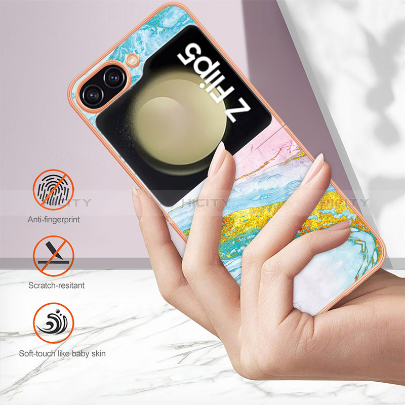 Samsung Galaxy Z Flip5 5G用シリコンケース ソフトタッチラバー バタフライ パターン カバー YB5 サムスン 