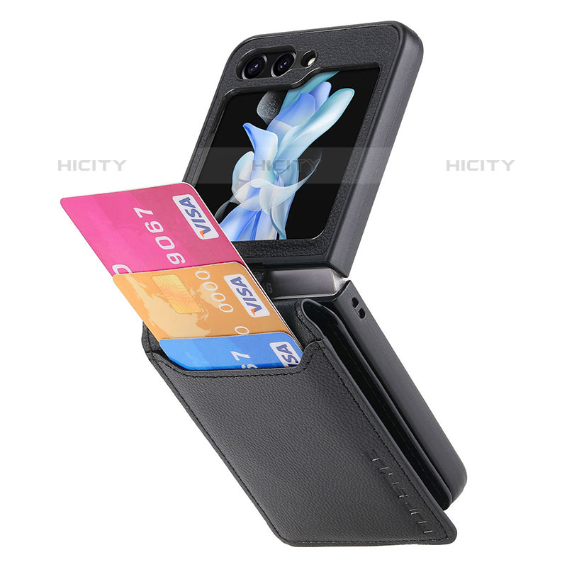 Samsung Galaxy Z Flip5 5G用ハイブリットバンパーケース 高級感 手触り良いレザー柄 兼プラスチック S02D サムスン 