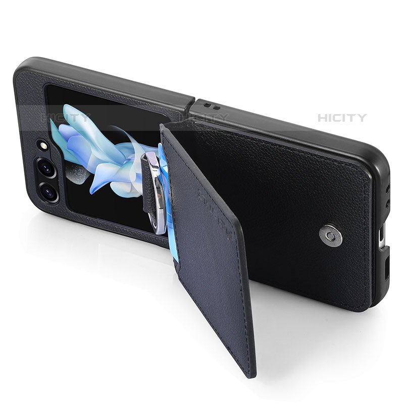 Samsung Galaxy Z Flip5 5G用ハイブリットバンパーケース 高級感 手触り良いレザー柄 兼プラスチック S02D サムスン 