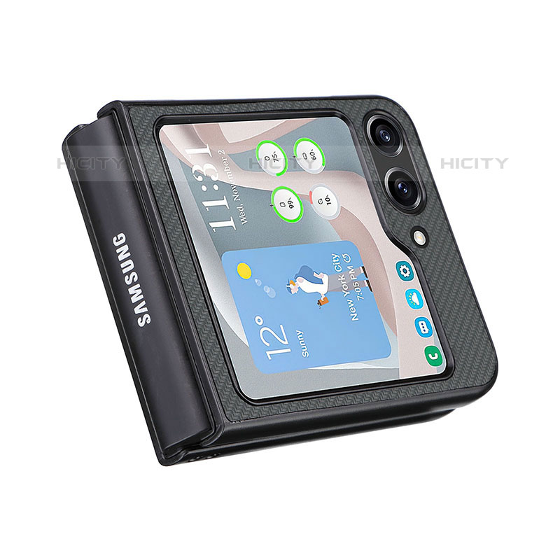 Samsung Galaxy Z Flip5 5G用ハイブリットバンパーケース 高級感 手触り良いレザー柄 兼プラスチック LZ3 サムスン 