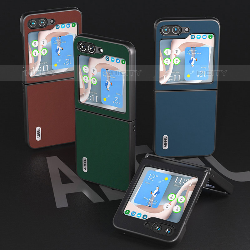 Samsung Galaxy Z Flip5 5G用ハイブリットバンパーケース 高級感 手触り良いレザー柄 兼プラスチック AD2 サムスン 