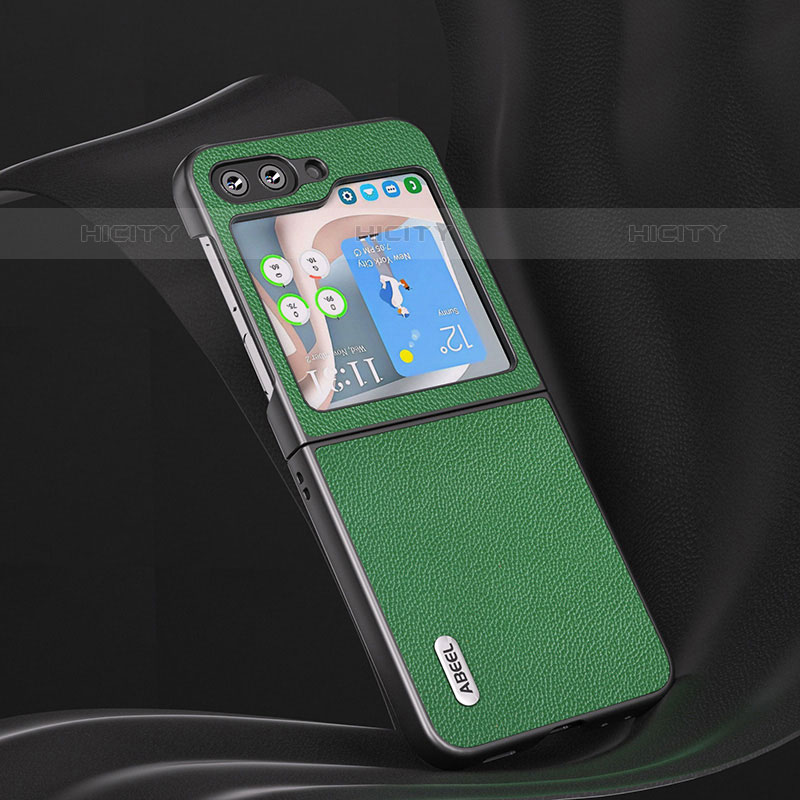 Samsung Galaxy Z Flip5 5G用ハイブリットバンパーケース 高級感 手触り良いレザー柄 兼プラスチック AD4 サムスン 