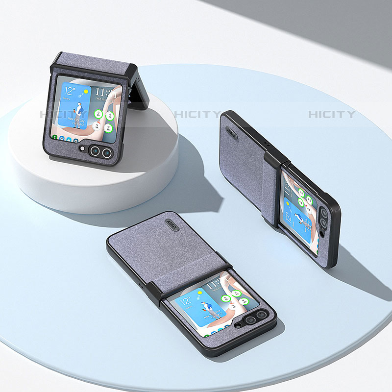 Samsung Galaxy Z Flip5 5G用ハイブリットバンパーケース 高級感 手触り良いレザー柄 兼プラスチック BH4 サムスン 