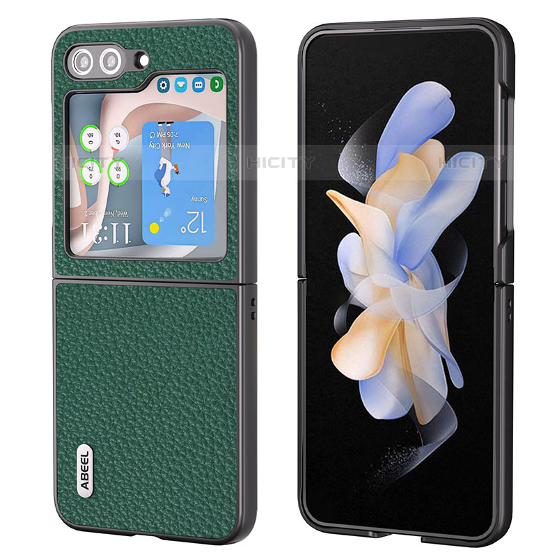 Samsung Galaxy Z Flip5 5G用ハイブリットバンパーケース 高級感 手触り良いレザー柄 兼プラスチック BH7 サムスン 