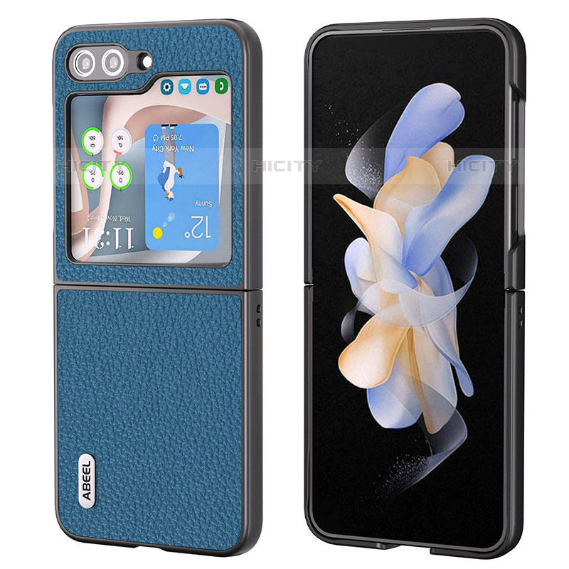 Samsung Galaxy Z Flip5 5G用ハイブリットバンパーケース 高級感 手触り良いレザー柄 兼プラスチック BH7 サムスン 