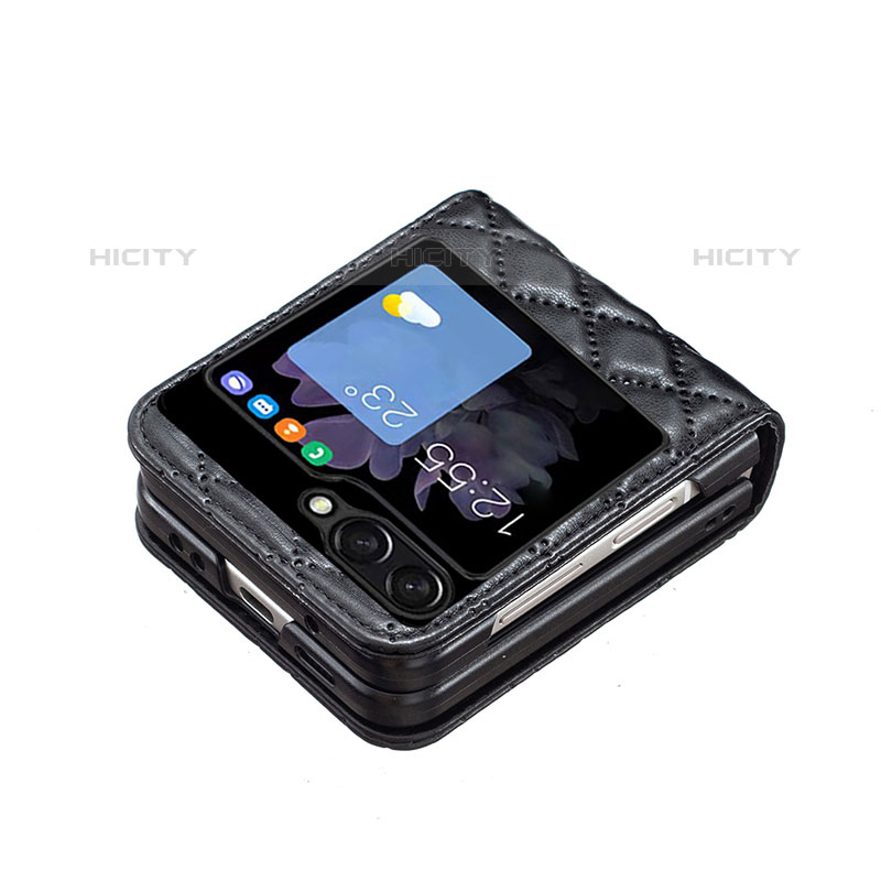 Samsung Galaxy Z Flip5 5G用ハイブリットバンパーケース 高級感 手触り良いレザー柄 兼プラスチック BF5 サムスン 