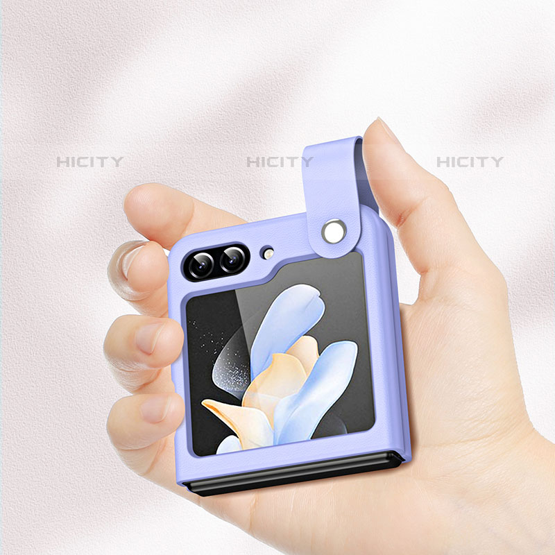 Samsung Galaxy Z Flip5 5G用ハイブリットバンパーケース 高級感 手触り良いレザー柄 兼プラスチック QH1 サムスン 