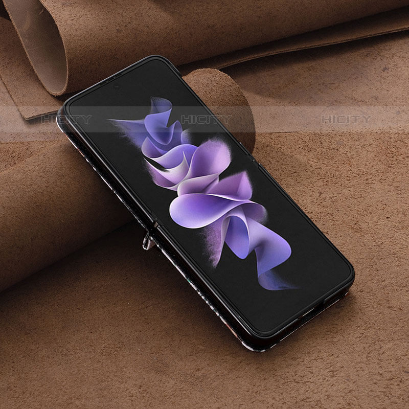 Samsung Galaxy Z Flip5 5G用ハイブリットバンパーケース 高級感 手触り良いレザー柄 兼プラスチック BF2 サムスン 