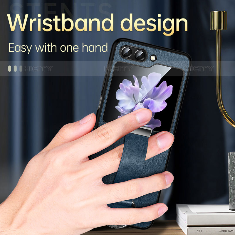 Samsung Galaxy Z Flip5 5G用ハイブリットバンパーケース 高級感 手触り良いレザー柄 兼プラスチック LD1 サムスン 
