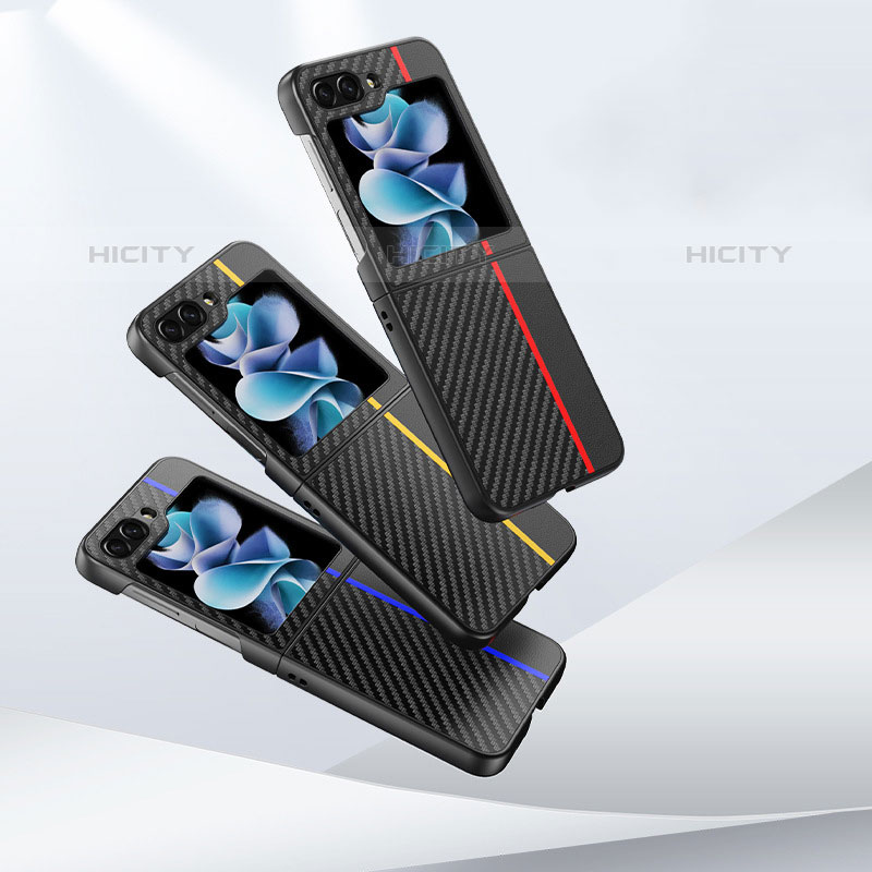 Samsung Galaxy Z Flip5 5G用ハイブリットバンパーケース 高級感 手触り良いレザー柄 兼プラスチック MK1 サムスン 