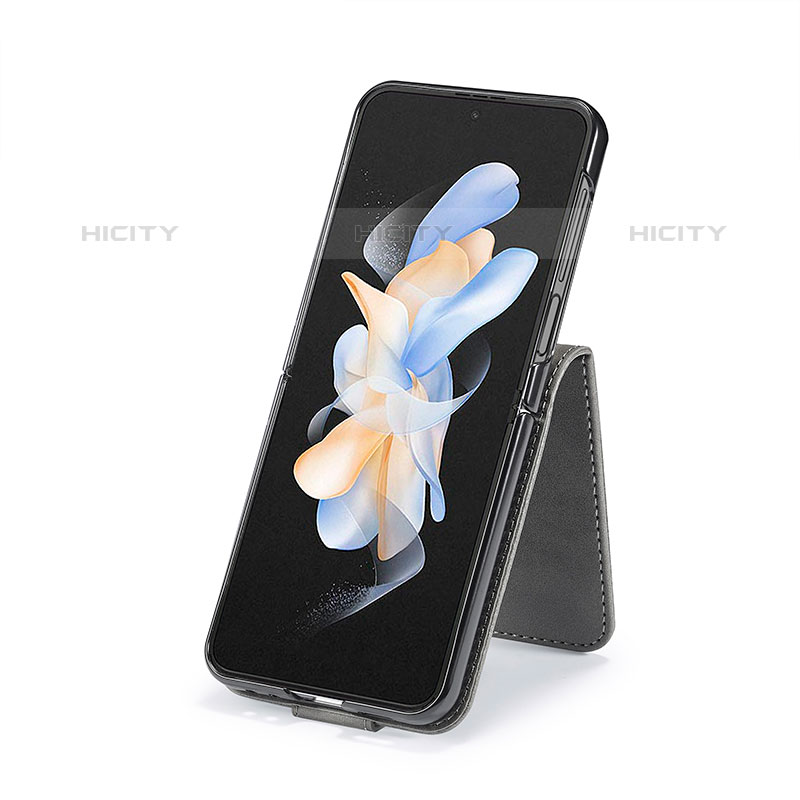 Samsung Galaxy Z Flip5 5G用ハイブリットバンパーケース 高級感 手触り良いレザー柄 兼プラスチック LC6 サムスン 