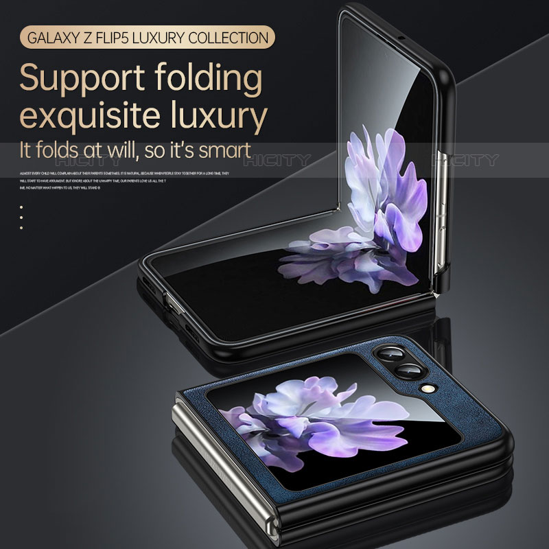 Samsung Galaxy Z Flip5 5G用ハイブリットバンパーケース 高級感 手触り良いレザー柄 兼プラスチック LD2 サムスン 